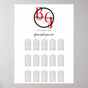 Simple Personalised Initials Wedding Seating Chart