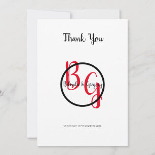 Simple Personalised Initials Wedding Thank You Card