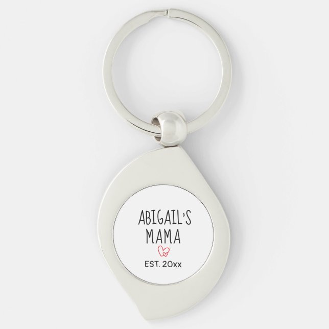 Simple Personalised Mama Gift with Child’s Name  Key Ring (Front)