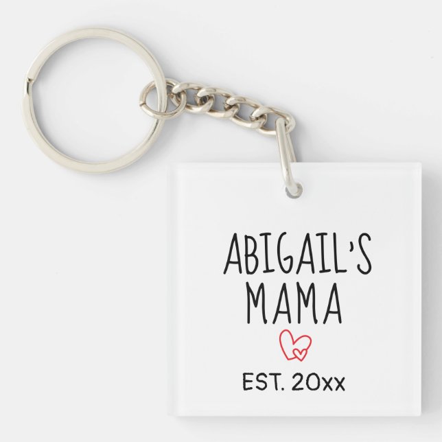 Simple Personalised Mama Gift with Child’s Name  Key Ring (Front)