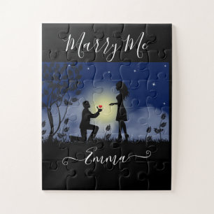 Simple Personalised Marry Me Marriage Proposal Jigsaw Puzzle