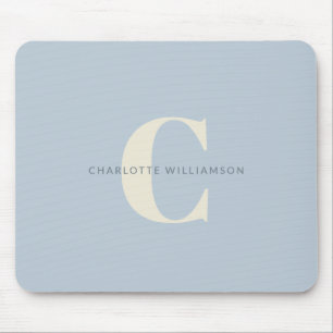 Simple Personalised Monogram and Name in Blue    Mouse Pad
