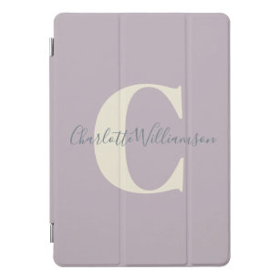 Simple Personalised Monogram and Name in Lilac  iPad Pro Cover