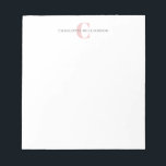 Simple Personalised Monogram and Name in Pink Notepad<br><div class="desc">Simple Personalised Monogram and Name in Pink Notepad</div>