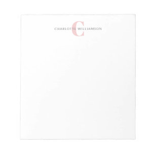 Simple Personalised Monogram and Name in Pink Notepad