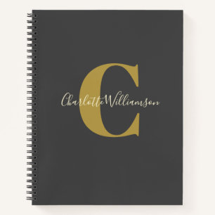 Simple Personalised Monogram in Black Checklist Notebook