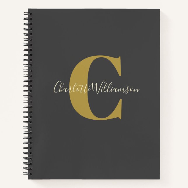 Simple Personalised Monogram in Black Checklist Notebook (Front)