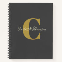 Simple Personalised Monogram in Black Dot Grid