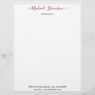 Simple Personalised Name Profession Address Framed Custom Letterhead