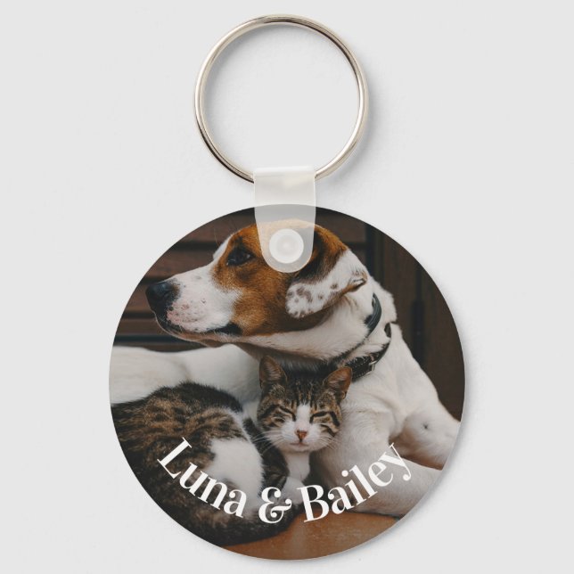 Simple Personalised Pet Photo  Key Ring (Front)