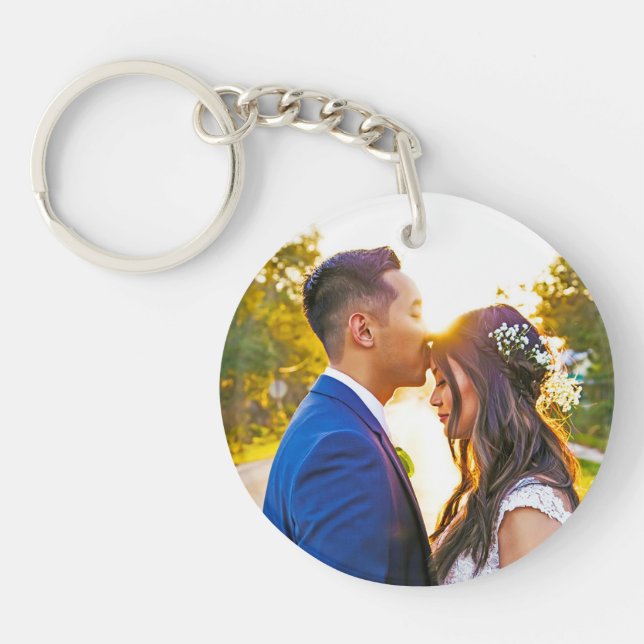 Simple Personalised Photo and Text Photo Key Ring (Front)
