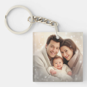 Simple Personalised Photo and Text Photo Keychain