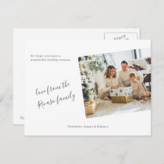 Simple Personalised Photo Christmas Holiday Postcard (Front/Back)