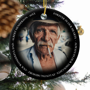 Simple Personalised Photo Memorial Christmas Ceramic Ornament