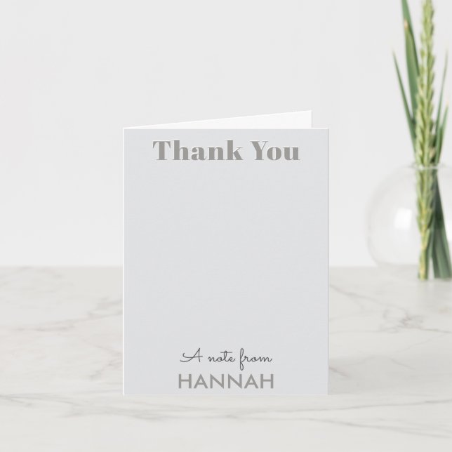 Simple Personalised Photo Name Christmas Thank You Note Card (Front)