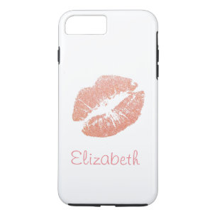 Simple Personalised Pink Glitter Lips iPhone 8 Plus/7 Plus Case