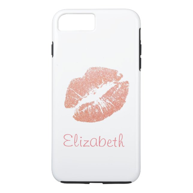 Simple Personalised Pink Glitter Lips Case-Mate iPhone Case (Back)