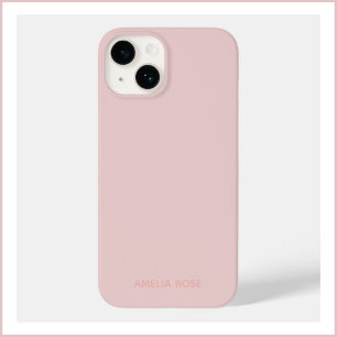 Simple Personalised Quartz Pink on Pink iPhone 14 Case-Mate iPhone 14 Case