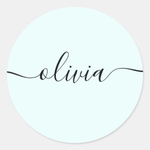 Simple Personalised Signature Script Mint Classic Round Sticker