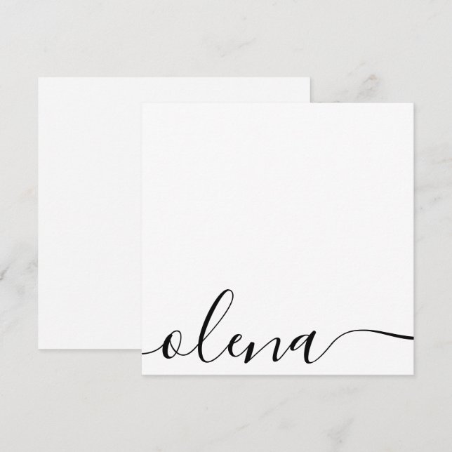 Simple  Personalised Signature Script Note Card (Front/Back)