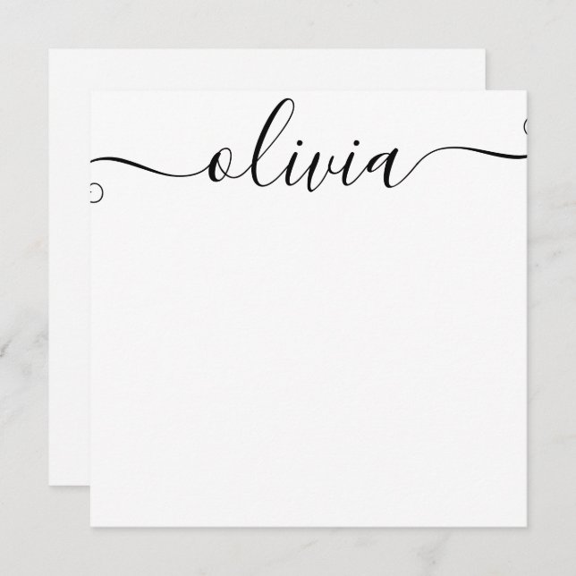 Simple  Personalised Signature Script Note Card (Front/Back)