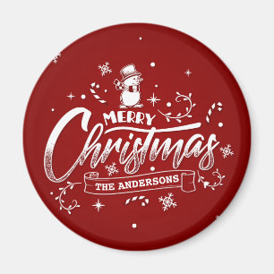 Simple Personalised Snowman Christmas Magnet