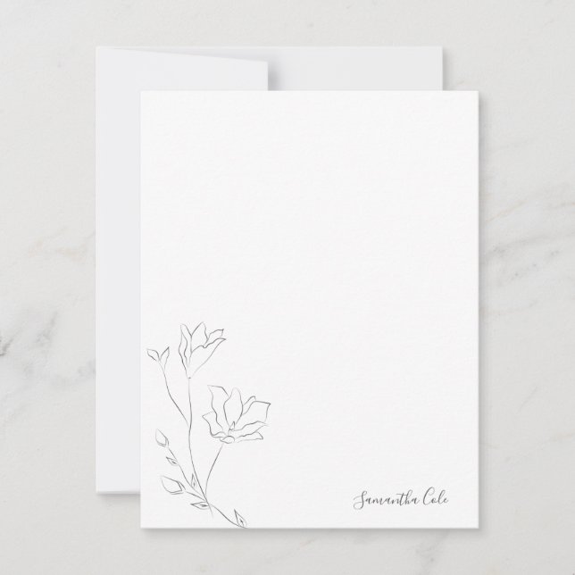 Simple Personalised Stationery Flat Note Card (Front)