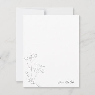 Simple Personalised Stationery Flat Note Card