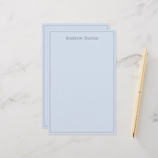 Simple Personalised Stationery Paper | Blue Silver