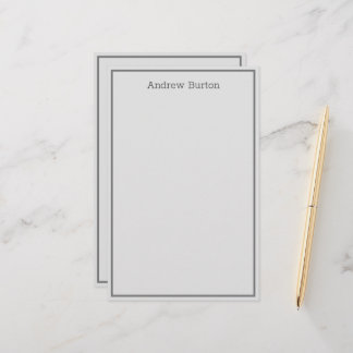 Simple Personalised Stationery Paper | Grey