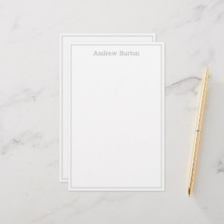 Simple Personalised Stationery Paper | Grey White