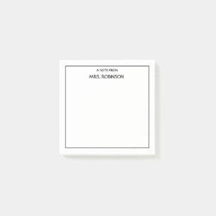 Simple Personalised Teacher Name Professional Post-it Notes