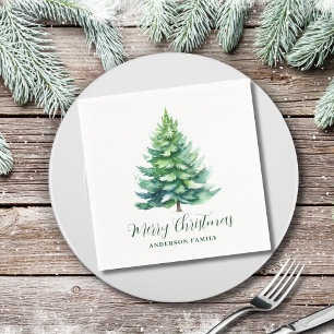 Simple Personalised Tree Christmas Napkin