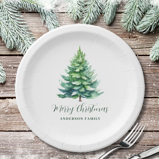 Simple Personalised Tree Christmas Paper Plate (Creator Uploaded)