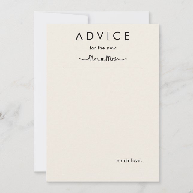 Simple Personalised Wedding Advice Card (Front)