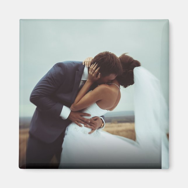 Simple Personalised Wedding Newlywed Photo Magnet (Front)