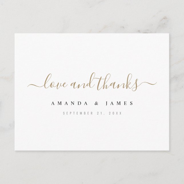 Simple Personalised Wedding Thank You Postcard (Front)