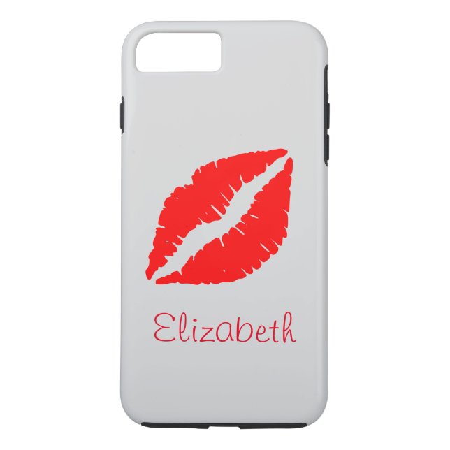 Simple Personalised White Red Lips Case-Mate iPhone Case (Back)