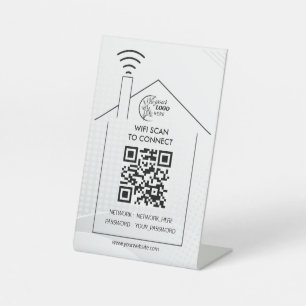 Simple Personalised Wifi Network qr code Password Pedestal Sign