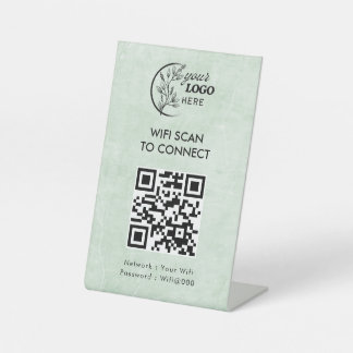 Simple Personalised Wifi Network qr code Password Pedestal Sign