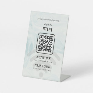 Simple Personalised Wifi Network qr code Password Pedestal Sign