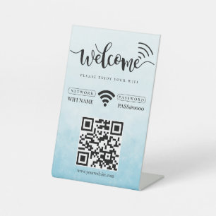 Simple Personalised Wifi Network QR code Password Pedestal Sign
