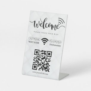 Simple Personalised Wifi Network QR code Password Pedestal Sign