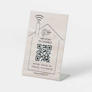 Simple Personalised Wifi Network qr code Password Pedestal Sign
