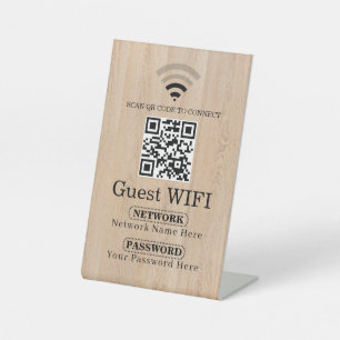Simple Personalised Wifi Network qr code Password Pedestal Sign