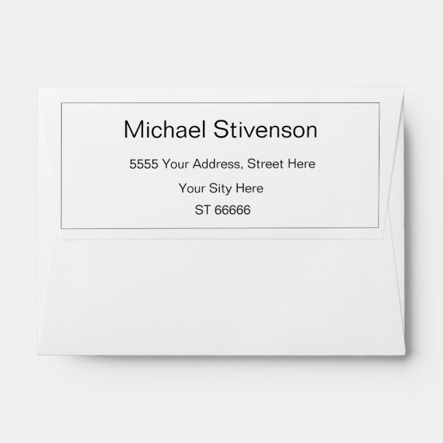 Simple Personalised Your Name Return Address Basic Envelope (Back (Top Flap))