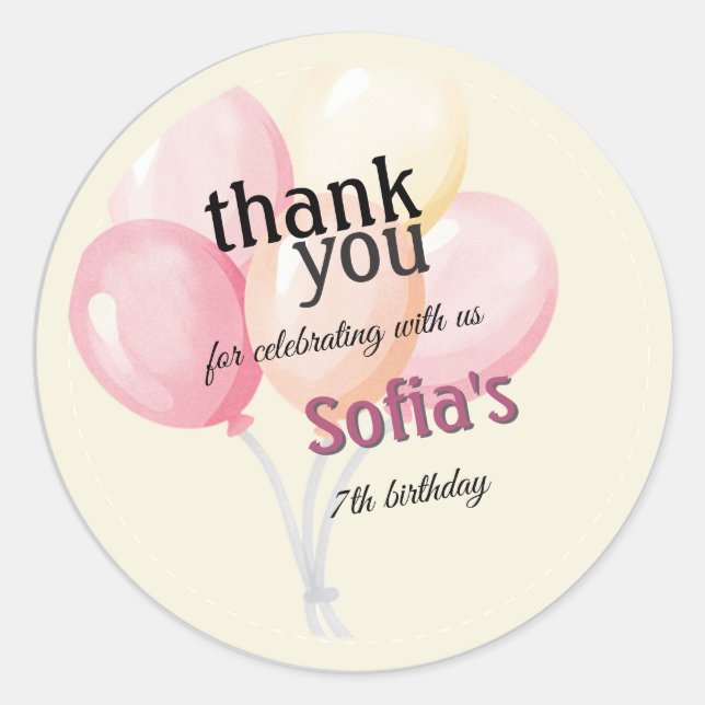 Simple personalized birthday sticker | Balloon (Front)