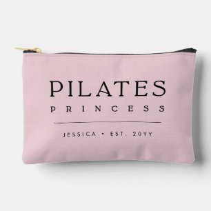 Simple Personalized Blush Pink Pilates Princess Accessory Pouch