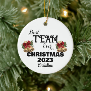 simple personalized co-workers Christmas gift Ceramic Ornament