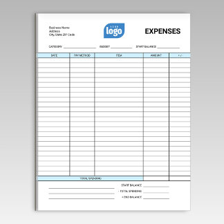 Simple Personalized Logo Business Expenses Notepad